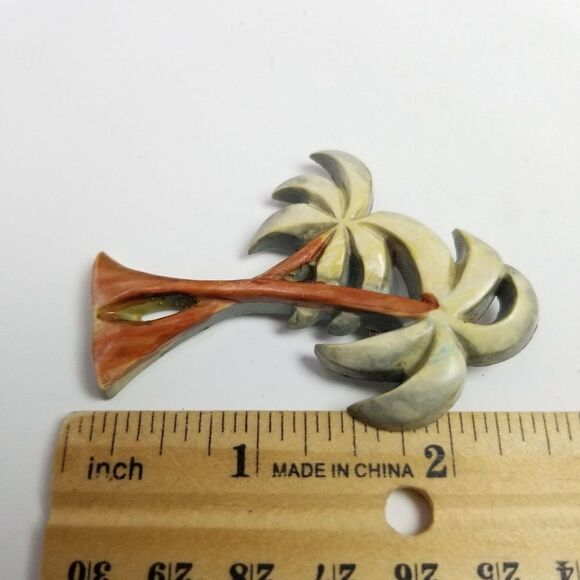 Vintage Palm Tree Brooch, Plastic Retro Style Tropical, Estate - Picture 4 of 6